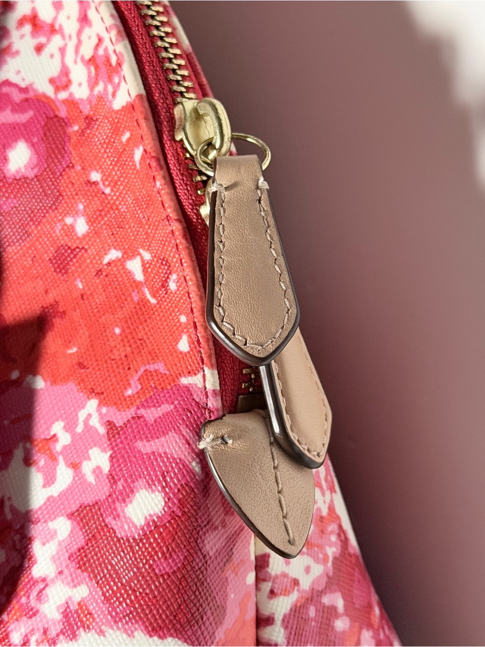 Coach Peyton Floral Cora Dome Satchel with Tan Trim - Picture 4 of 11